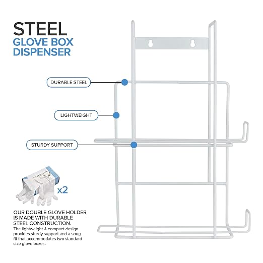 Stock Your Home Metal Double Gloves Dispenser, Tissue Box Shelf, Glove Box - Image 2