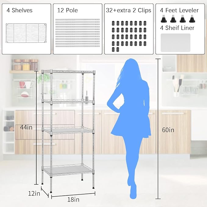 Meet perfect 4-Tier Wire Shelving Unit - Image 6