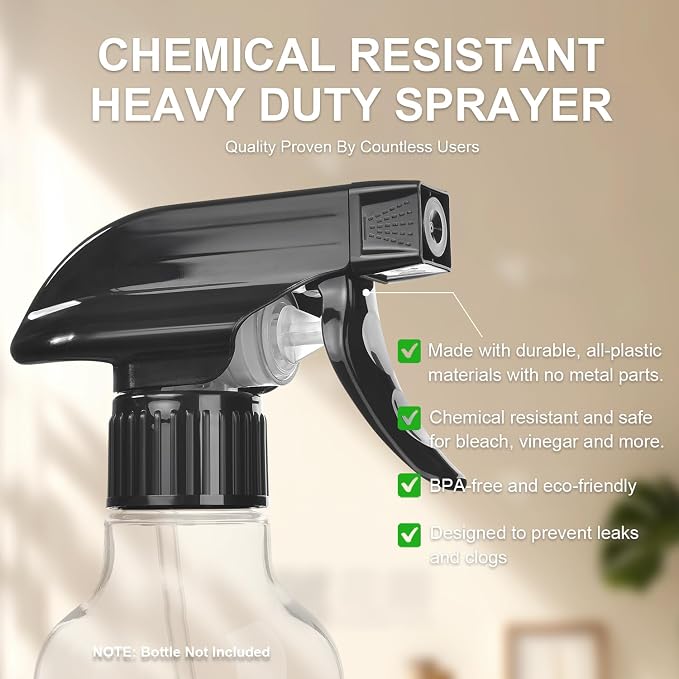 6 Pack Spray Bottle Nozzle Replacement, Universal Spray Tops, Mist & Stream - Image 2