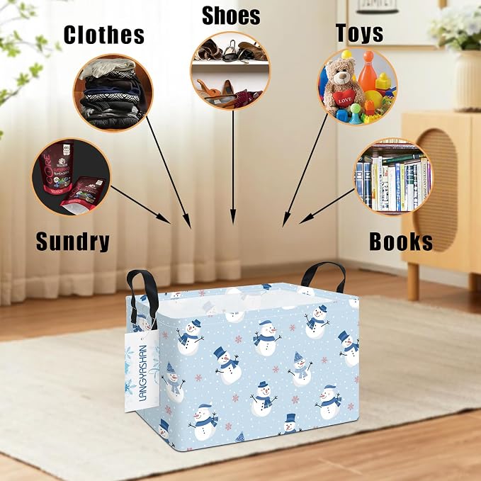 LANGYASHAN Rectangular Christmas Snowman Storage Basket - Image 7