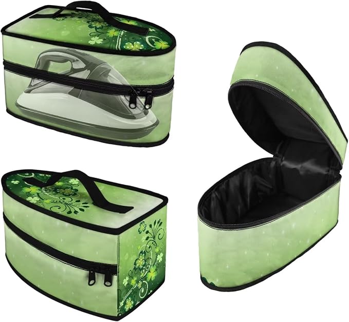 Green Lucky Leaves Design Iron Storage Case Protective Carrying Bag by Maiyoinou