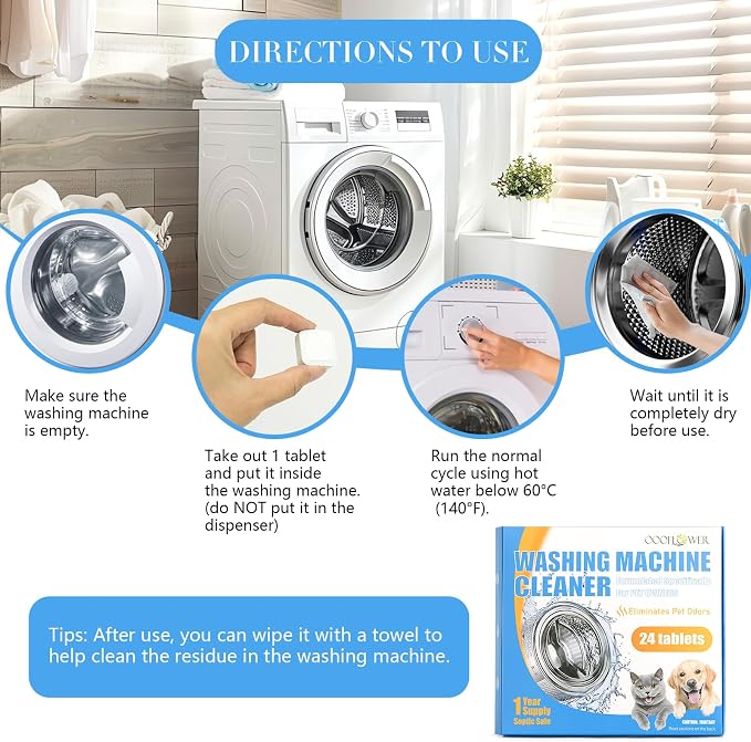 24PC Washing Machine Cleaner Tablets, Formulated - Image 3