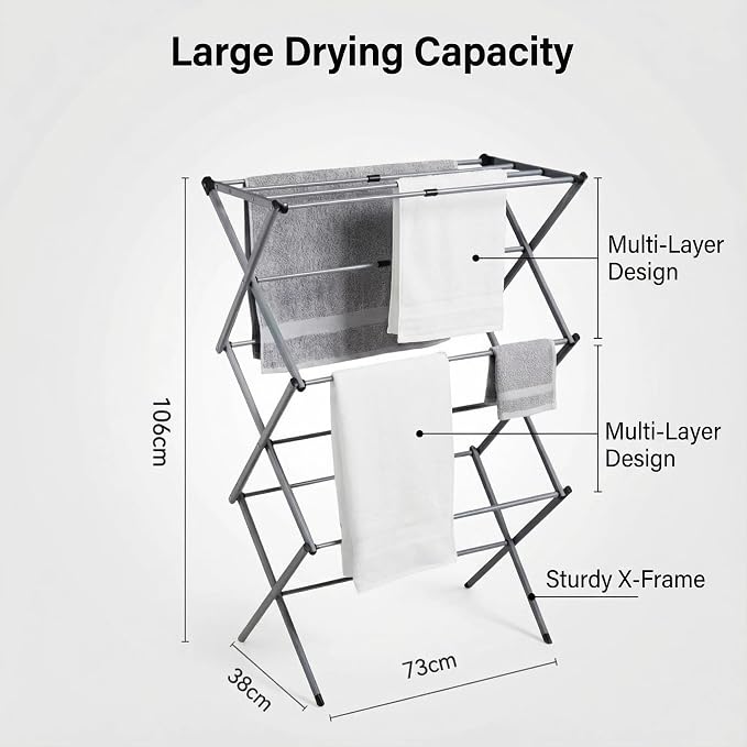 Drying Racks 3 Tier Expandable Clothes Airer Collapsible Clothes Drying Rack - Image 2