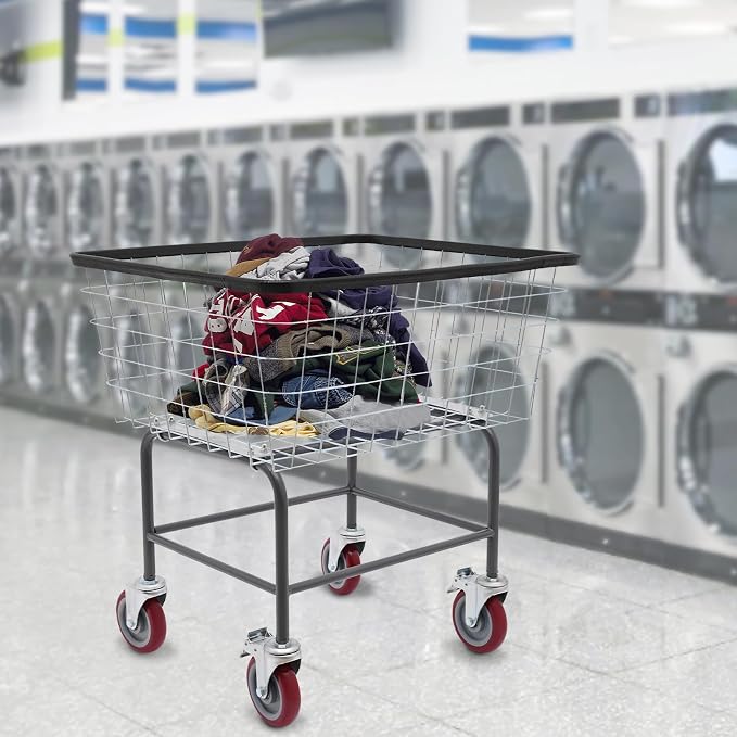 Steel Wire Laundry Cart Rolling Laundry Basket - Image 7