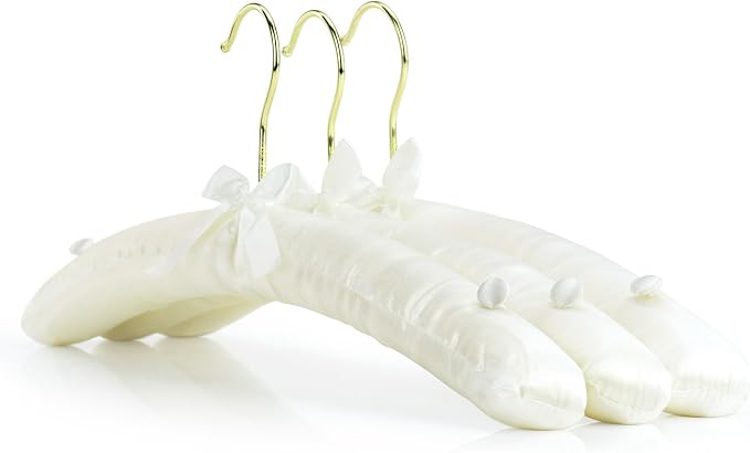 HANGERWORLD Ivory Satin Padded Hangers 17inch - Image 7