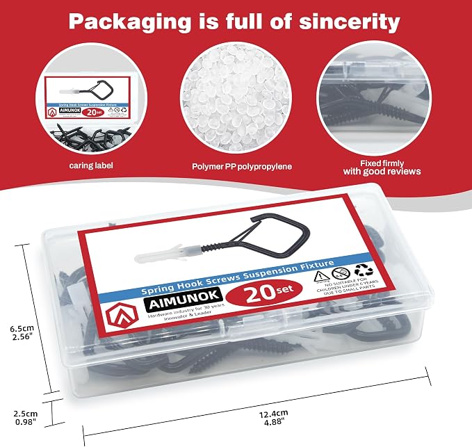 20 Sets Q-Hanger Hooks with Safety Buckle, Windproof Screw -in Hooks - Image 7
