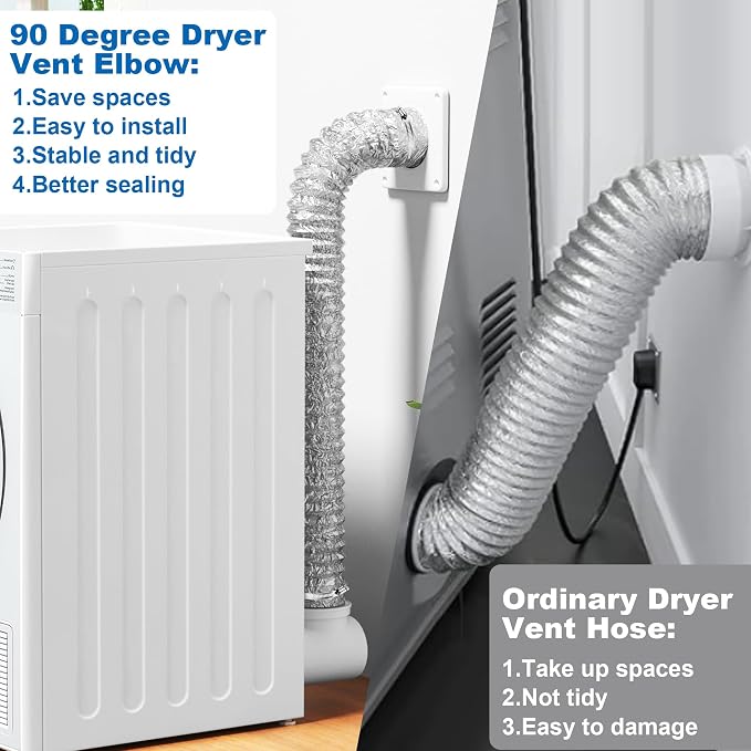 Dryer Vent Connector Kit, 90 Degree Dryer Vent Elbow 4" Dryer Vent Hose - Image 7