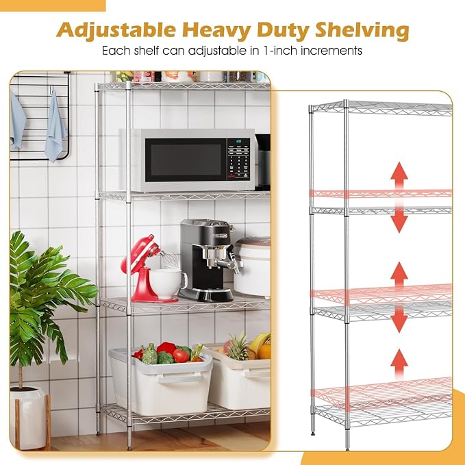 Meet perfect 4-Tier Heavy Duty Metal Shelving Unit, 800 lbs Capacity Adjustable - Image 5