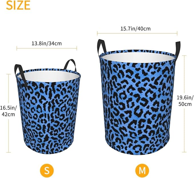 Blue Leopard Print Laundry Hamper Bag - Image 4