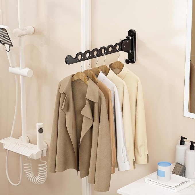 Wall Mounted Clothes Hanger Rack Folding Wall Mounted Clothes Hanger - Image 2