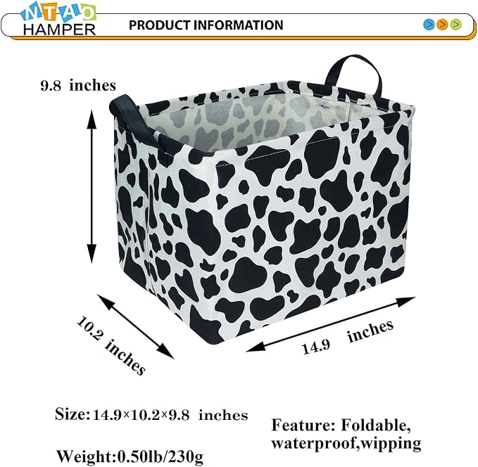 Rectangular Cow Storage Basket, Waterproof Cowprint Box - Image 4