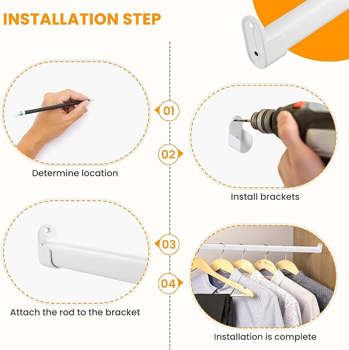 Oval Closet Rod for Hanging Clothes 18 to 52 Inch Adjustable - Image 6