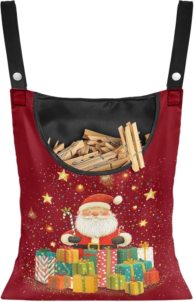 Santa Clothes Pin Hanging Bag by Bivxisrvo