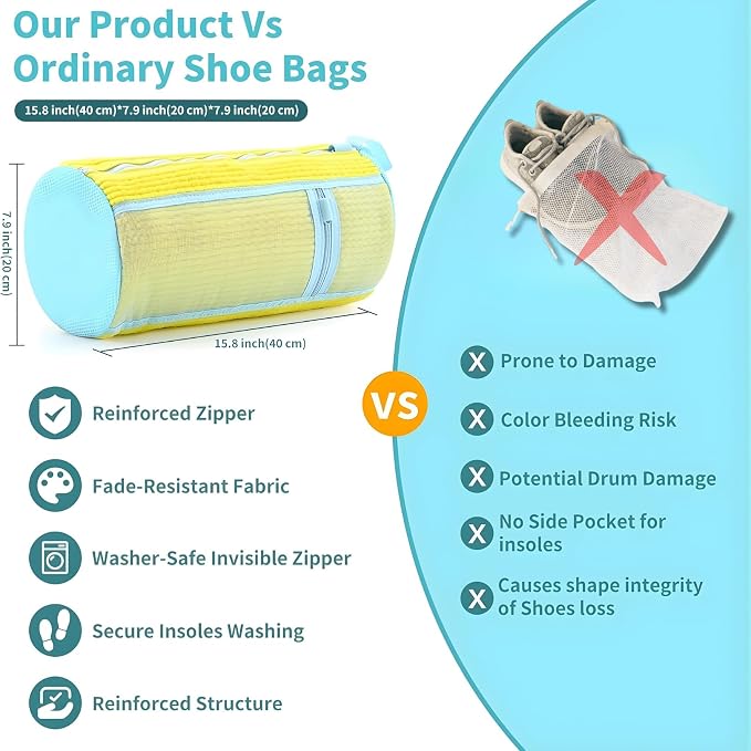 Shoe Washing Machine Bag Set – Durable Mesh Sneaker Laundry Bags - Image 2