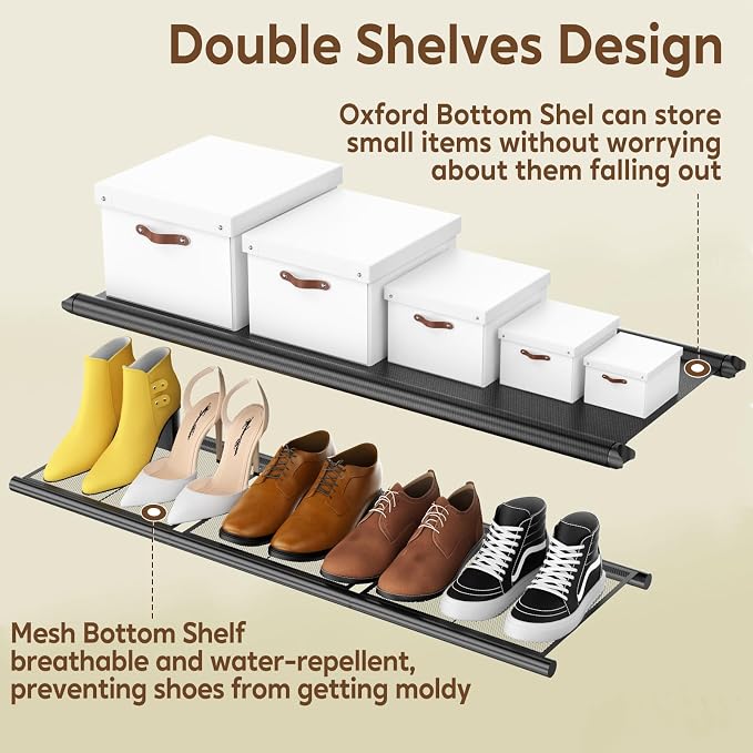 Rolling Clothes Rack with Doule Rod - Image 5