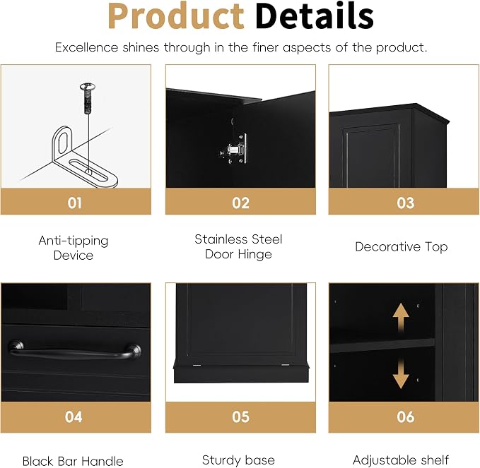 68" Tall Bathroom Storage Cabinet - Image 5