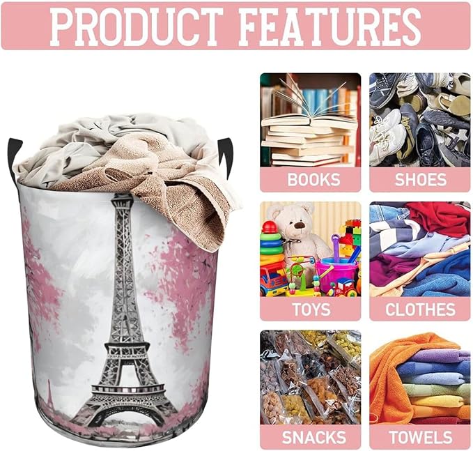 Paris Eiffel Tower Laundry Hamper Bag - Image 8