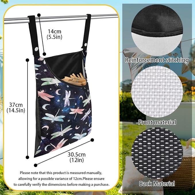 Dragonfly Moon Pin Collector Bag Clothespin Storage Bag Machine Washable - Image 6