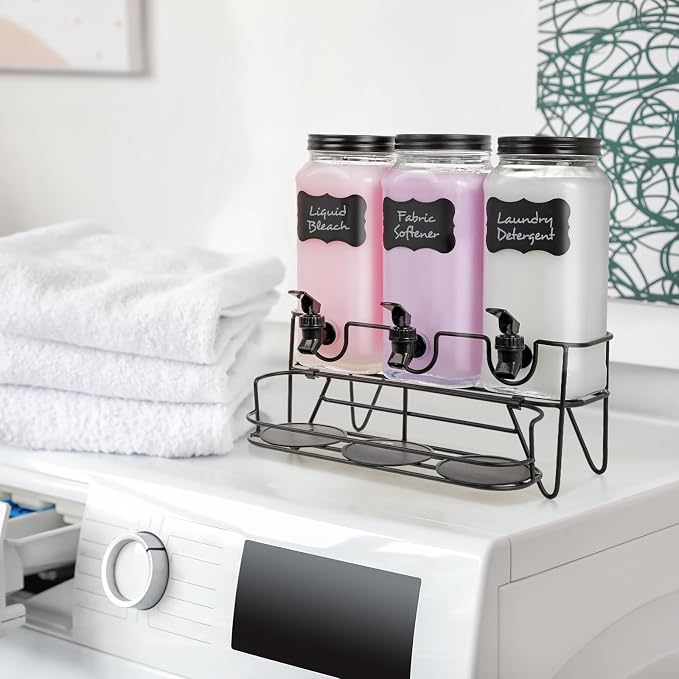 3 Sets 2.2L Liquid Laundry Detergent Dispenser, Glass Laundry Soap Dispenser - Image 5