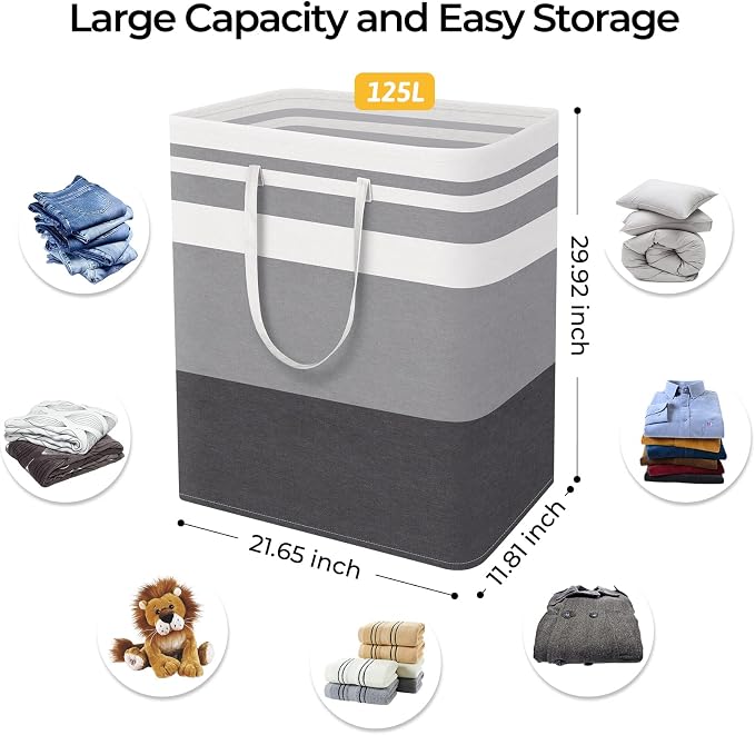 HomeHacks 4-Pack Large Laundry Basket, Waterproof, Freestanding Laundry Hamper - Image 4