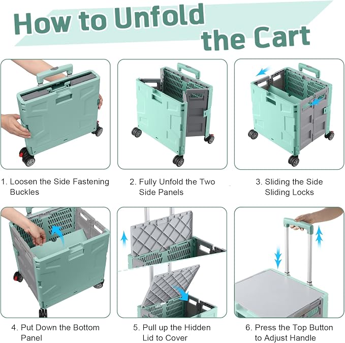 FELICON Folding Utility Cart Portable Rolling Crate Handcart - Image 4