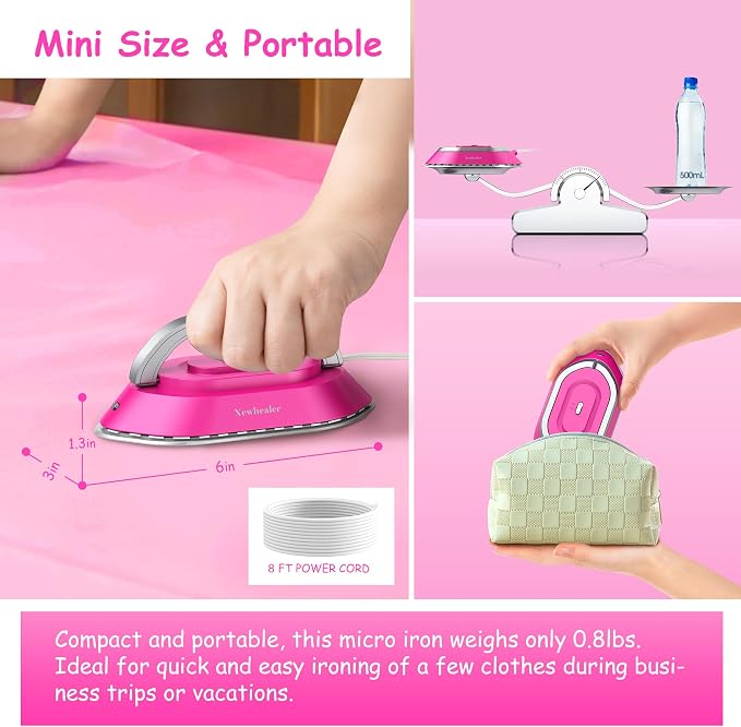 Newbealer Travel Iron with Global Voltage, 100-240V Mini Dry Iron - Image 5