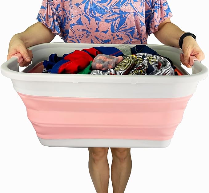 SAMMART 41L Collapsible Plastic Laundry Basket-Foldable Pop Up Storage - Image 5