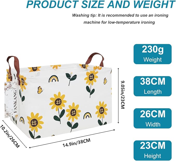 FANKANG Storage Bins, Nursery Hamper Canvas Laundry Basket Foldable - Image 2