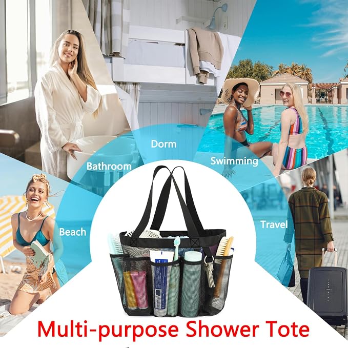 Mesh Shower Caddy Portable for College Dorm Room Essentials, 8-Pocket Large - Image 9