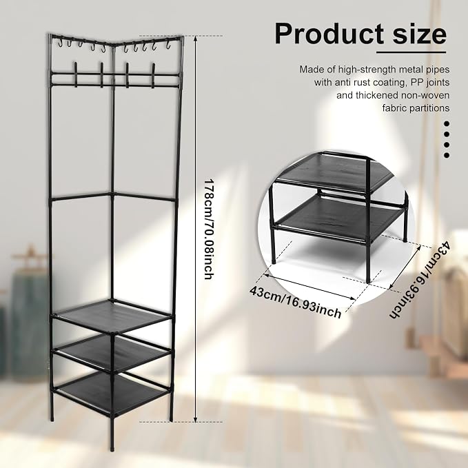 Corner Hall Tree, Freestanding Coat Rack - Image 3