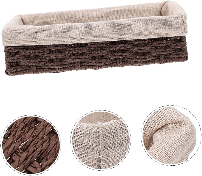1pc Hand-woven Storage Boxes Desktop Glove Box Compartmentalized Organizer - Image 7