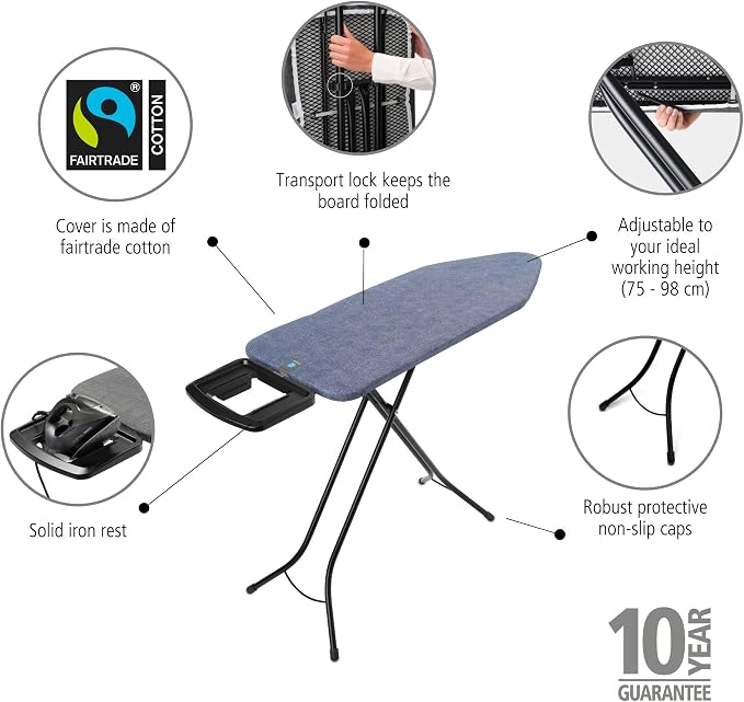 Brabantia Size C Ironing Board 7 Height Options, Solid Steam Iron Rest Holder - Image 2