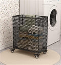 Metal Laundry Basket with Wheels, Rolling Laundry Cart, Slim Rolling Hamper by TPTBON