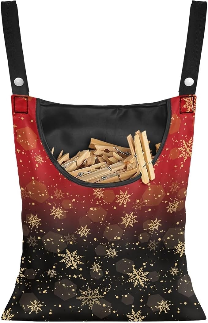 Snowflake Clothes Pin Hanging Bag Portable Clothespin Storage Bag by Psesaysky