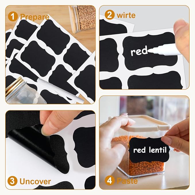 180PCS Chalkboard Labels-3.4" x 2.1" Large Size Reusable Blackboard Stickers - Image 3