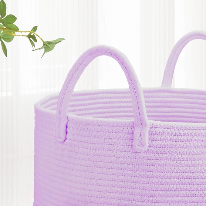 Large Cotton Rope Laundry Hamper 65L, Baby Nursery Hamper Bin - Image 4