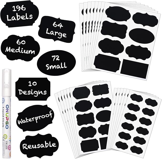 ONUPGO Chalkboard Labels Stickers Bulk by ONUPGO