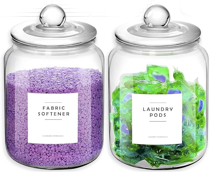 Glass Jars for Laundry Room Organization, 0.8 Gallon Glass Containers by Unknown
