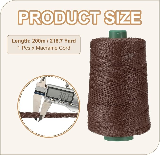 YELARXI Polyester Macrame Cord, 3mm x 219 Yards Polypropylene Macrame Cords - Image 2