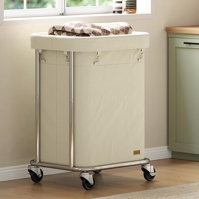 Laundry Basket with Wheels 150L/40Gal, Rolling Laundry Hamper with Steel Fram by Nunsino