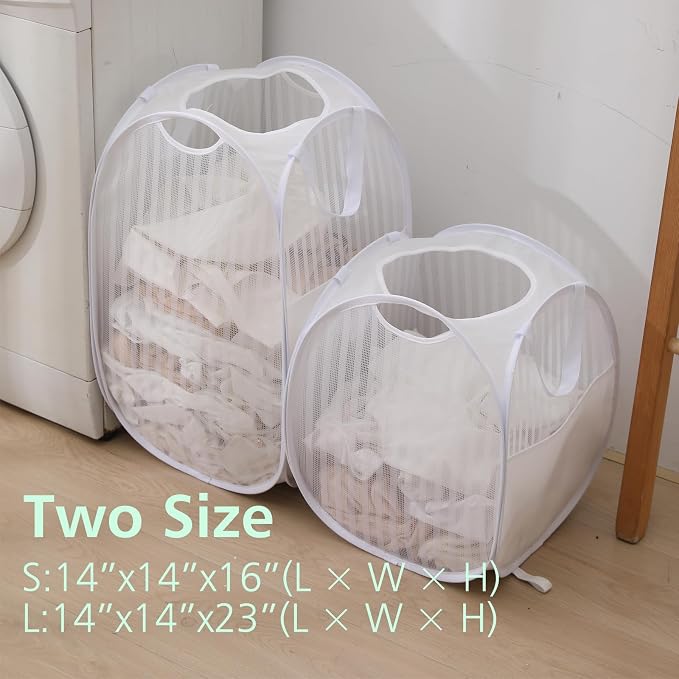 Solidly Handy Laundry Mesh Popup Hamper, Foldable Lightweight Pop up Basket - Image 4