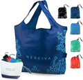 5 Pack Foldable Grocery Bags into Tiny Pouch by Nereiva