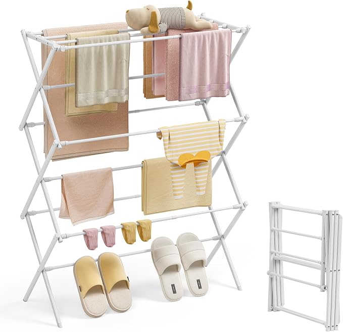 KINGBOARD Clothes Drying Rack, Collapsible Drying Rack Clothing by KINGBOARD