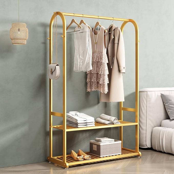 Gold Clothing Rack, Metal Garment Rack by BUZUEYModernmetalfurniture