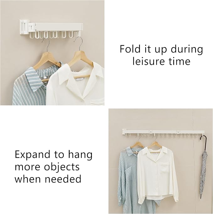 Clothes Drying Rack Wall Mounted, Laundry Drying Rack Collapsible, Space Saving - Image 5