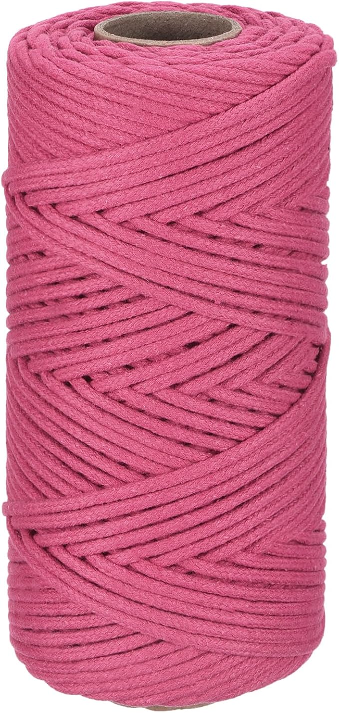 Rebower Macrame Cord 4mm x 109 Yard, Natural Cotton Macrame Rope Twisted by Rebower