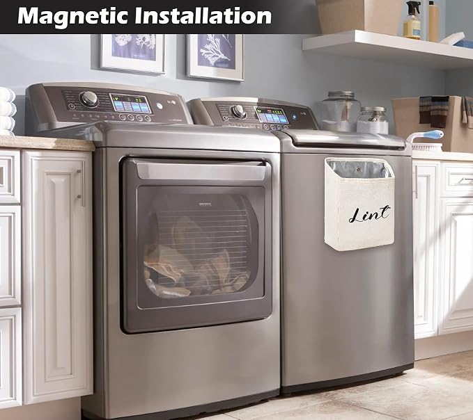 Kamehame Magnetic Lint Bin for Laundry Room Organization and Storage, Cotton - Image 6