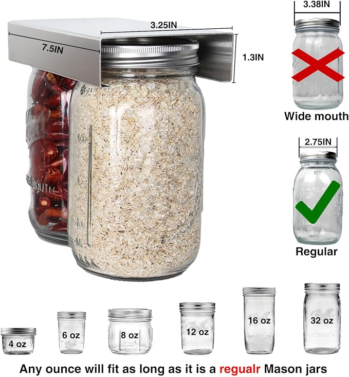 Mason Jars Organizer Rack, Canning Storage Under Pantry Hanger - Image 3