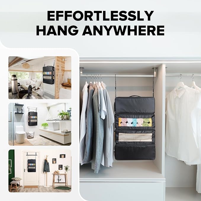Suitcase Organizer, Travel Luggage Organizer Hanging Shelves Packing Cube - Image 4