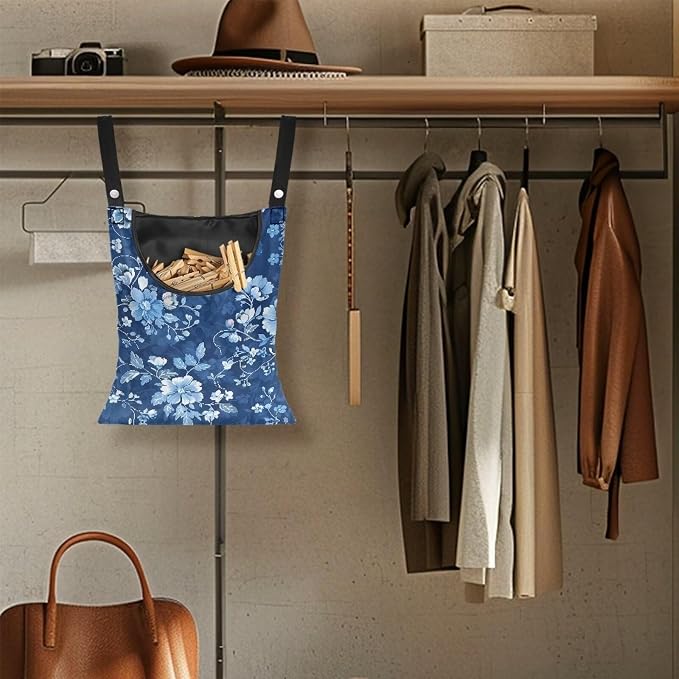 Clothes Pin Hanging Bag with Large Opening, Lightweight Hanging Laundry Bag - Image 4